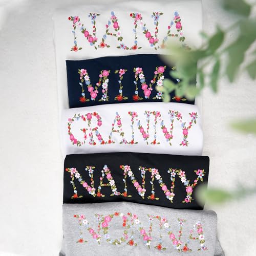 Regamor Embroidery Nana Sweatshirts For Women Gift Sweatshirt From Grandkids Nana Flower Grandma Gift Mothers Christmas 12 Sport Grey thumb #5