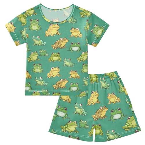 ALAZA Cute Mushroom Snail Deer Pajamas Short Sleeve 2 Piece Sleepwear Top and Bottom Pajama Set Unisex