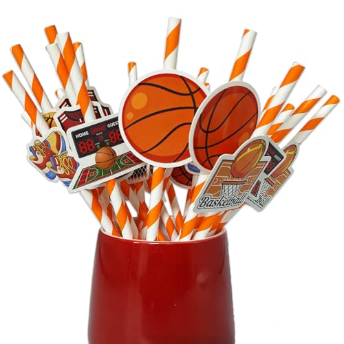 Pitillos de Papel con Diseño de Baloncesto x24 miniatura 1