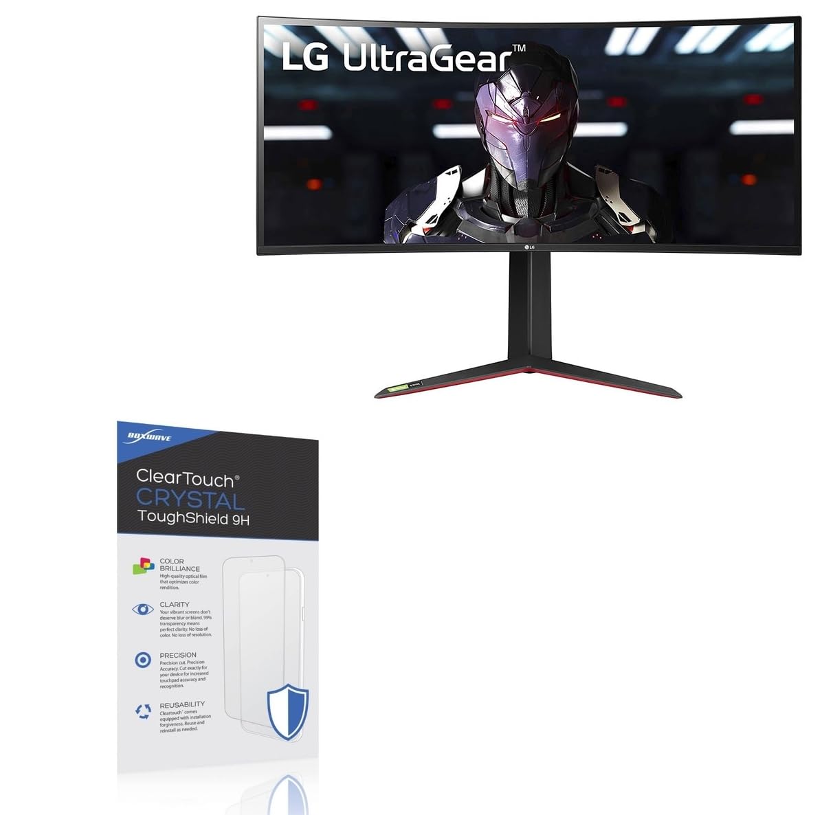BoxWave Screen Protector Compatible with LG 34 Curved Monitor (34GP83A) - ClearTouch Crystal ToughShield 9H (2-Pack), Clear 9H Tough Flexible Film Screen Protector