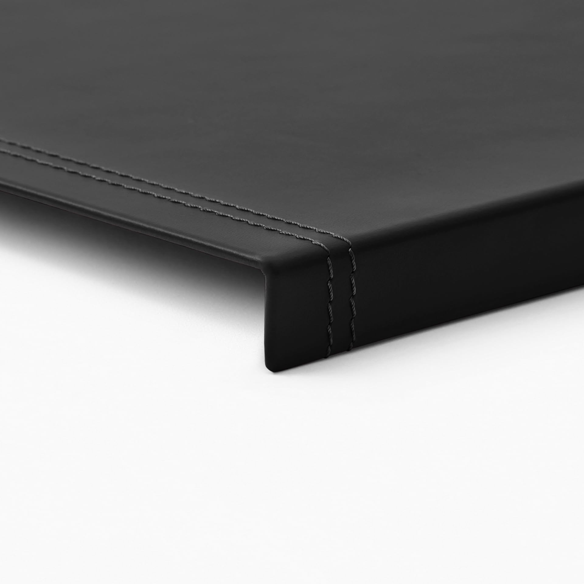 Eglooh - Urania - Sottomano Scrivania Ufficio in Cuoio Nero cm 50x35 - Struttura in Acciaio con Profilo a L, Raffinate Cuciture Artigianali e Fondo Antiscivolo - Made in Italy