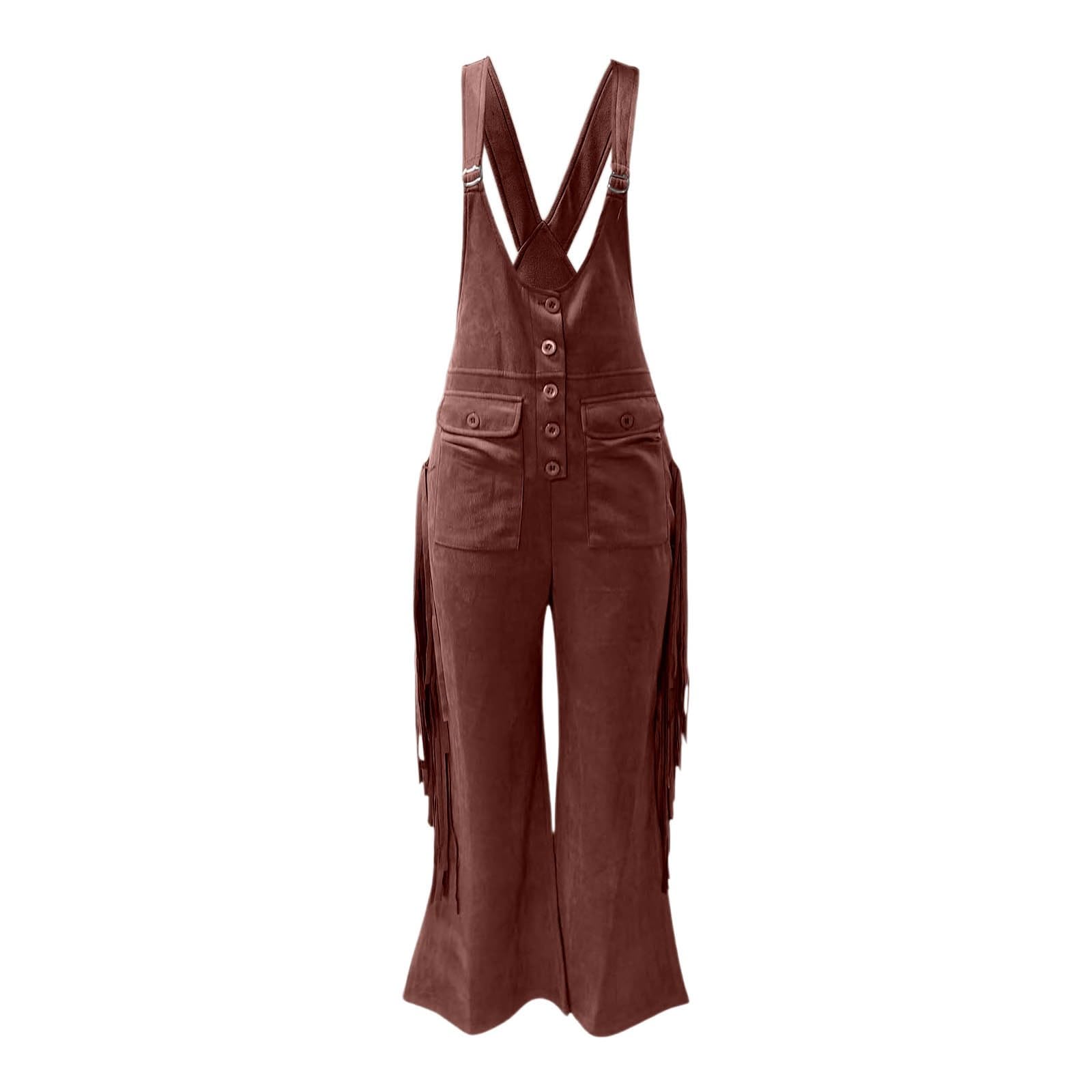 Generisch Tuta da donna elegante in stile western con frange, gamba larga, salopette lunghe