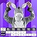 LPLKON Donkey Costume Adult Hooded Gray Animal Jumpsuit - Onesie Pajamas for Halloween Party, Cosplay Outfit for Men and Women (L)