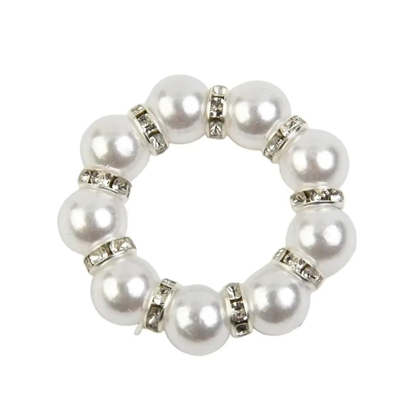 24PCS Beaded Napkin Rings Gold Silver Pearl Holder Elastic Elegant Dinner Banquet