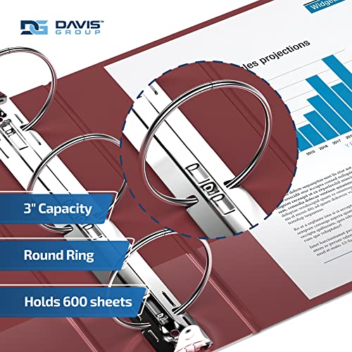 Image of Easyview 3-Ring Binder, Clear-View Cover, 3 inch Round Rings, Burgundy, 6 Pack | Heavy-duty binder, fits 8.5 inch x 11 inch paper, customizable cover, made in Canada, ideal for school or office use