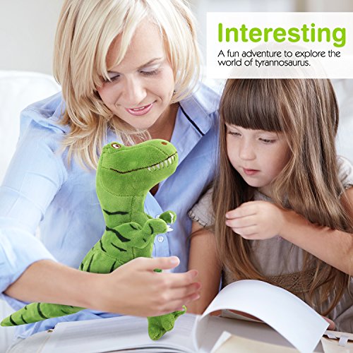 Zooawa Bed Time Stuffed Animal Toys, Cute Soft Plush T-Rex Tyrannosaurus Dinosaur Figure - Green