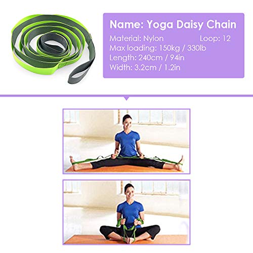 Alça de ioga, Andoer Cadeias de ioga Daisy Chains Multi-loop Yoga Strap Banda de alongamento não elá