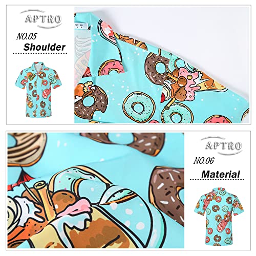 Aptro Men's Hawaiian Shirt 4 Way Stretch Relaxed Fit Doughnut Tropical Shirts Hws027 3X #TOP4