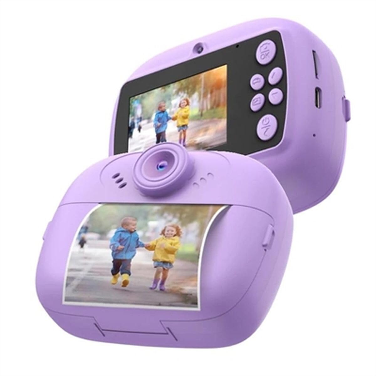 Celly, Macchina Fotografica per Bambini con Stampa Istantanea, Fotocamera per Bambini con 30 Effetti, Tempo di Ricarica 150 minuti, Colore Viola