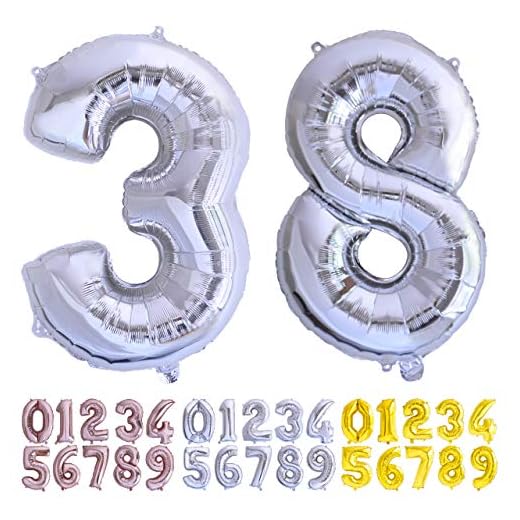 Globo numero 38 o 83 plata. Globos Gigante números 3 8 fiestas cumpleaños decoración fiesta aniversario boda tamaño grande 70 cm con accesorio para inflar aire o helio