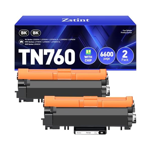 TN760 Toner for Brother Printer Replacement for Brother TN760 TN730 TN-760 TN-730 High Yield Black Cartridge MFC-L2710DW MFC-L2750DW HL-L2350DW HL-L2370DW HL-L2395DW HL-L2390DW DCP-L2550DW MFC-L2690DW