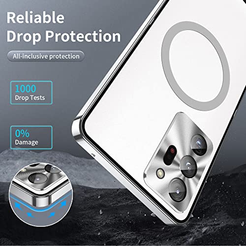 Coque magnétique pour Samsung Galaxy S22 Ultra et S21 Plus en aluminium argent
