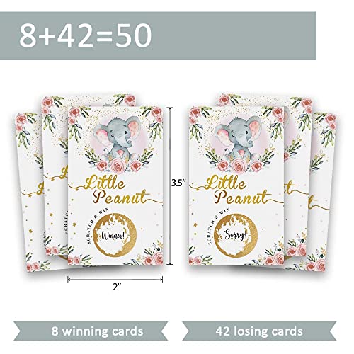 50 Baby Shower Scratch Off Game, Pink Elephant Rose Lucky Draw Card miniatura 4