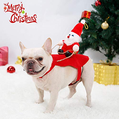DECDEAL Traje de Papai Noel Montando em Cachorro Natal Animais de Estimação Roupas Cachorro Casaco d