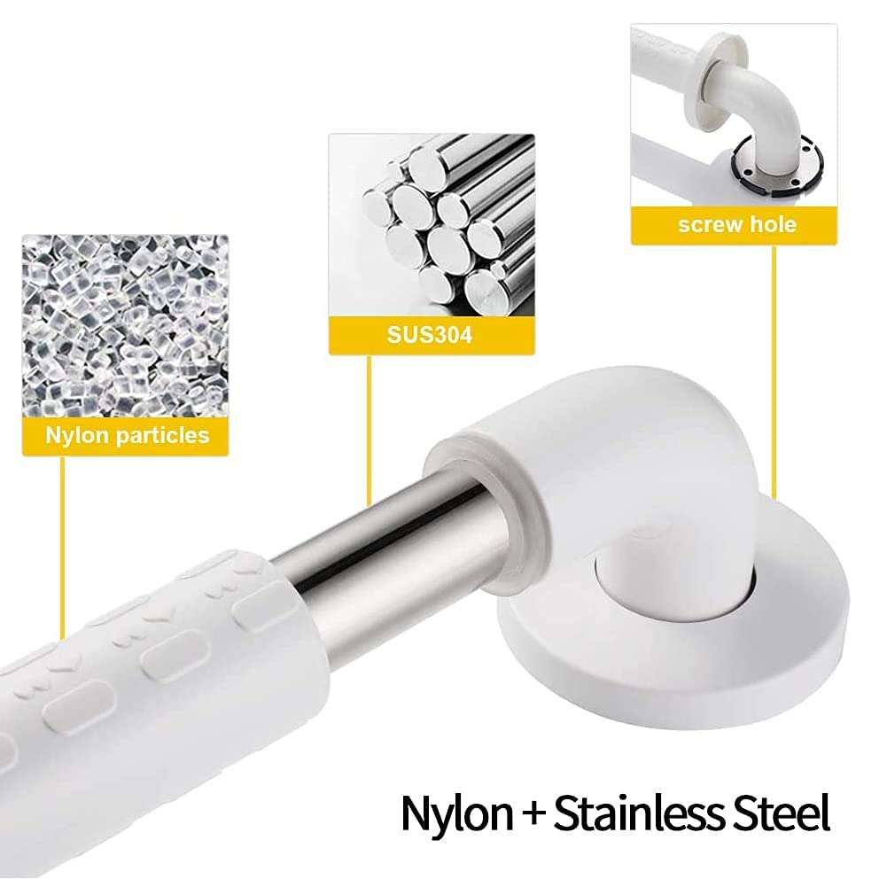Corrimano Bianco Doccia Brab Bar Sicurezza Safety Bathroom Maniglia Anziana Antiscivolo Guida a Mano, Supporto per Pareti in Acciaio Inox, Handicap, Anziani, Infortunio, Assist Anziano Man