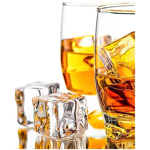 VGOODALL Clear Fake Ice Cubes, 20PCS 2.5cm Plastic Ice Cubes Clear Acrylic Fake Ice Cubes Decorative Crystal Ice Rocks for Display Photography Props Wedding Centerpiece Vase Fillers Cover