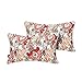 Zestaw 2 zewnętrznych/wewnętrznych poszewek na poduszkę lędźwiową 30x48cm, wodoodporna prostokątna poszewka na poduszkę Powłoka dekoracyjna poduszka Sham do Patio, Kwiatowy Czerwony Pomarańczowy