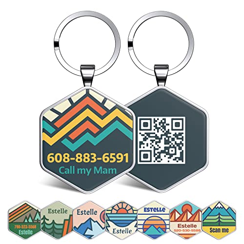 KEKID Custom Dog ID Tags, Personalized Pet ID Tags with QR Code, Free Online&Scan QR Receive Instant Location Alert Email