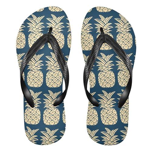 Pineapple Fruit Blue Flip Flops for Beach Thong Sandals Anti-slip Lightweight Flat Slippers for House Indoor Outdoor