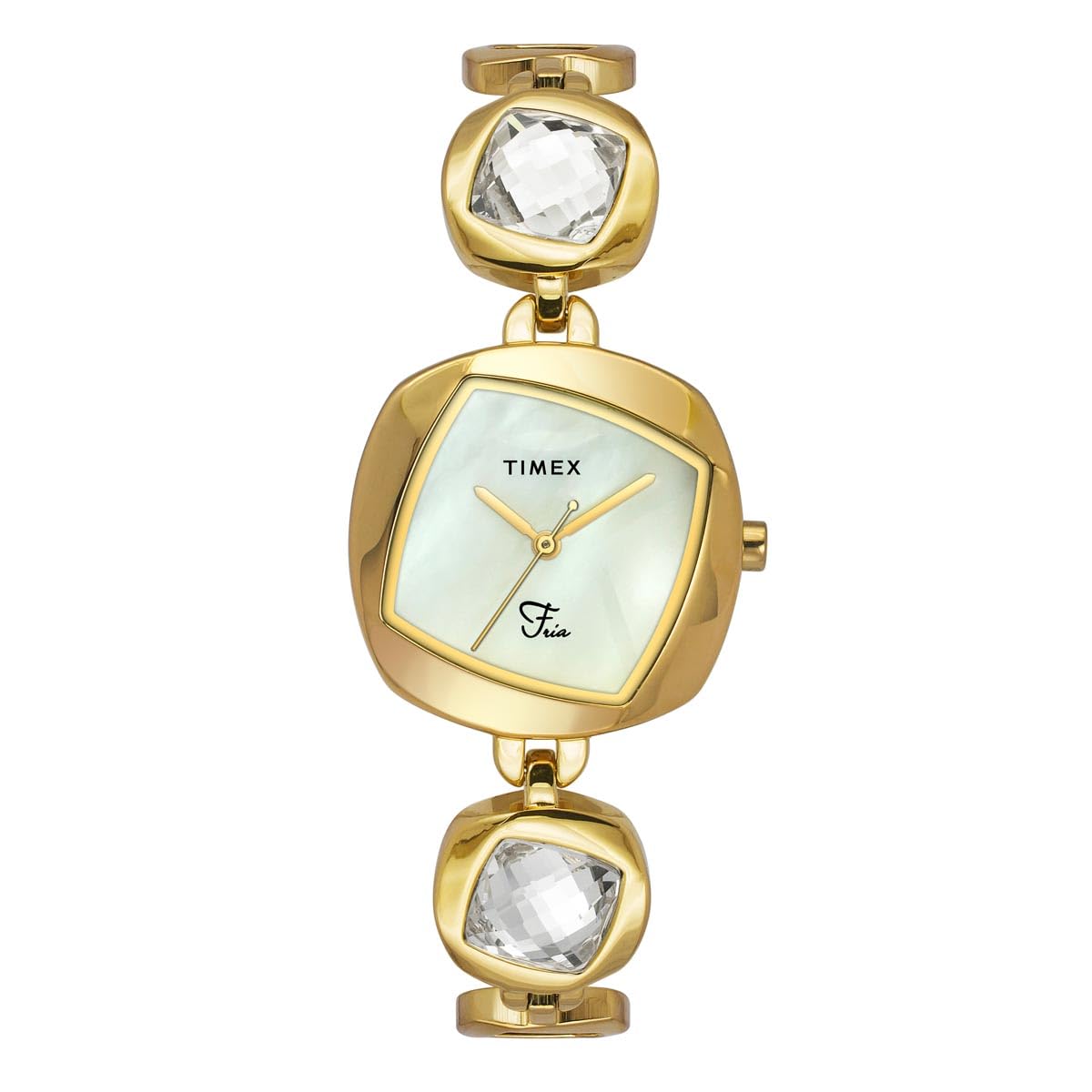 TIMEX Brass Fria Women Mother of Pearl Square Dial Analog Watch - Twel15007, Band_Gold (B0D95V6GGG) Amazon Price History, Amazon Price Tracker