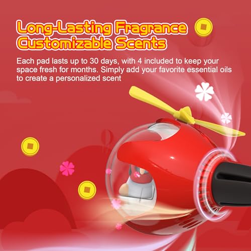 Image of Lucky Cat Car Air Freshener with 6-Color Auto Light Up & 4 Scented Pads - Subtle Fragrance, Decorative Auto Accessories, Cute Mother's Day and Father's Day Small Gifts