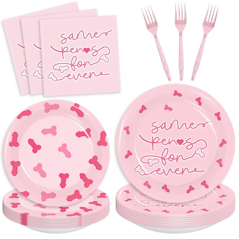 96PCS Bachelorette Party Decorations Bachelorette Plates Napkins Bridal Shower Favors Hen Party Sign Funny Naughty Decor Gift for Wedding Bach Girl Party Bach Decorations Same Forever Supplies Serve24