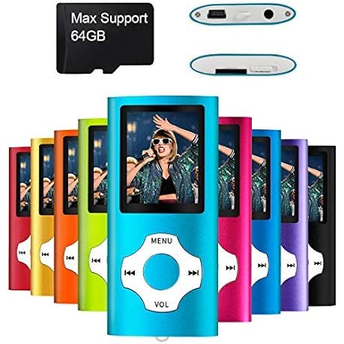 MYMAHDI Support TF Card USB Port Slim Small Multi-Lingual Selection 1.8 LCD Portable MP3/MP4, MP3 Player, MP4 Player, Video Player, Music Player, Media Player, Audio Player Blue