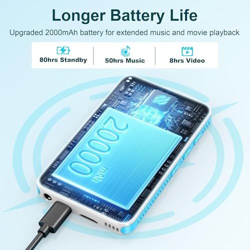 Image of SWOFY 160GB MP3 Player with Bluetooth and WiFi - D08 Music Player with Spotify,Pandora,Audible,FM Radio, 4 inch Touchscreen, Built-in Speaker, Android 13 .0 MP4 Player Supports Play Store