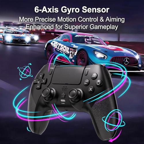 Image of SZDILONG Wireless Controller with Light for PS5 Pro /Slim,MAC,iOS,Steam,PC Windows /Android 10 and Above,Support Hall Sticks /Turbo /Programmable /Microphone /Dual Vibration, with 3.5mm Audio Jack, Black