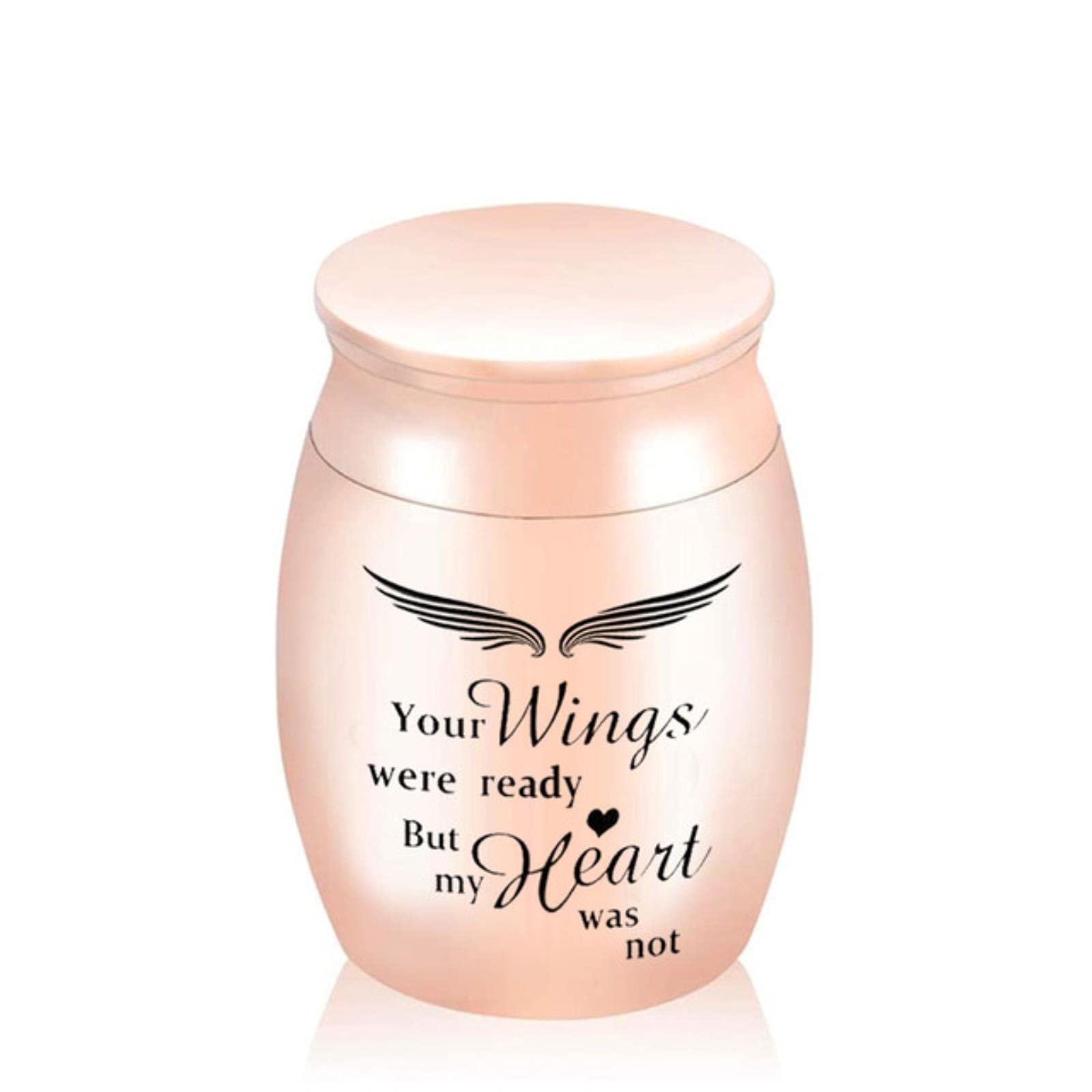 Hcma Rose Gold 30X40mm Angel Wings Small Keepsake Urns For Human Ashes Memorial Cremation Urns Pet Ashes Holder -Your Wings Were Ready My Heart Was Not