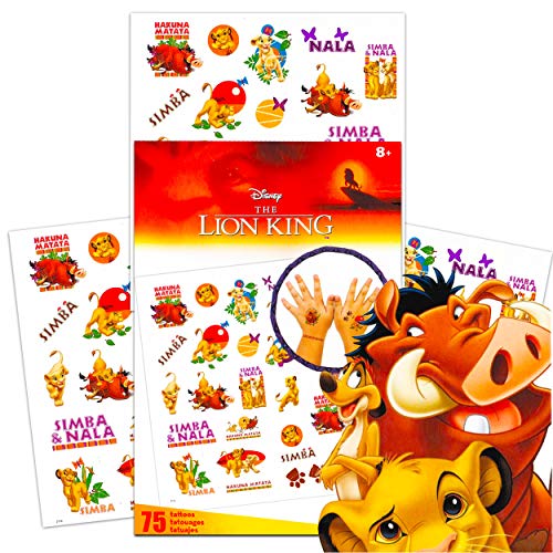 Disney Lion King Tattoos Party Favors Pack ~ Bundle Includes 75 Lion King Temporary Tattoos (Lion King Party Supplies)