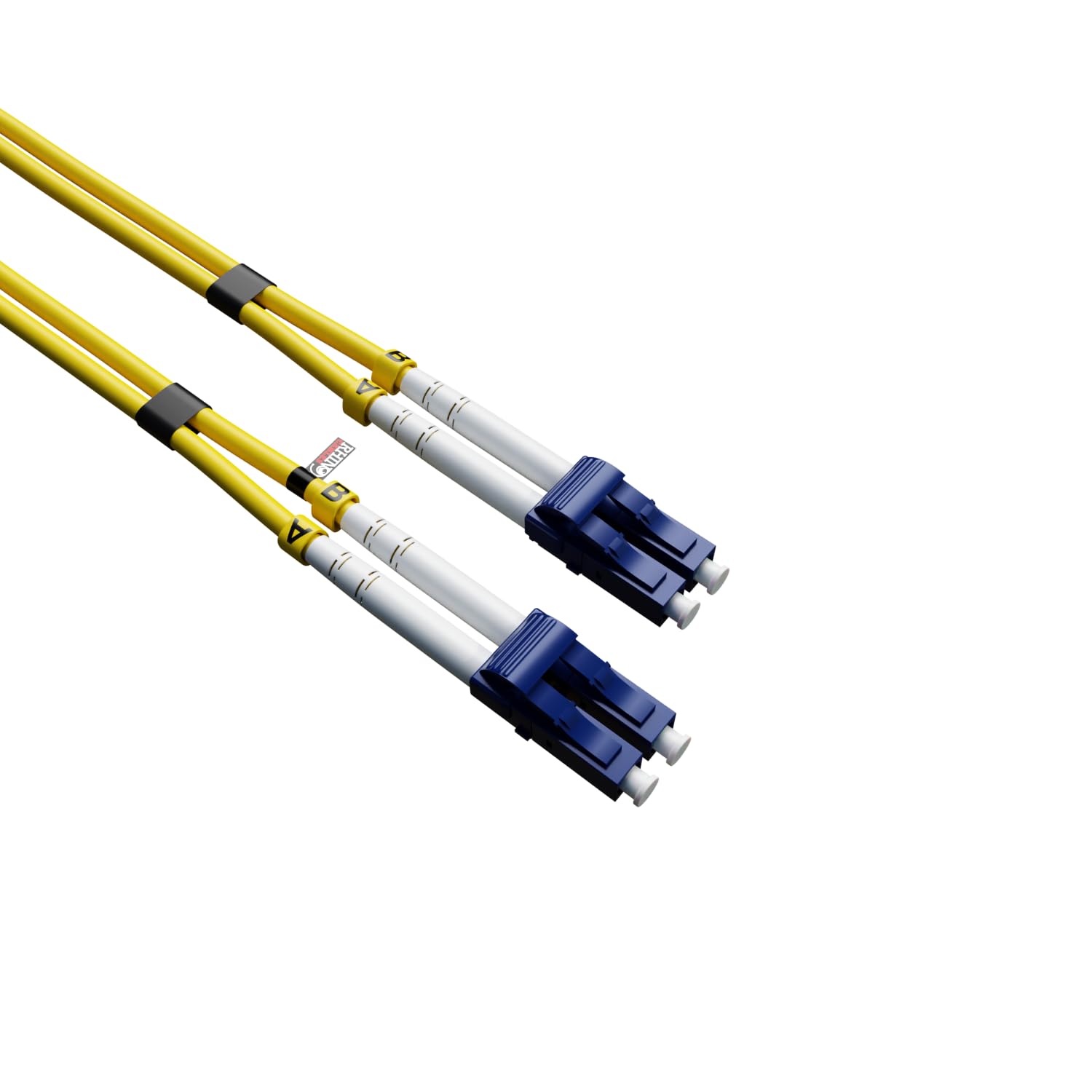 rhinocables OS2 LC Fibre Optic Cable | 9/125µm Single-Mode | Yellow LSZH Jacket for Safety | 1310nm & 1550nm Wavelength | Optical Lead for Network Transceivers, SFP Modules & Ethernet Devices (1m)