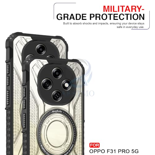 Image of AESTMO Hybrid Shockproof Back Cover Case for Oppo F31 Pro 5G Compatible with MagSafe | Hard Back Case Cover for Oppo F31 Pro 5G (PC & TPU, Translucent Back, Black Sides)