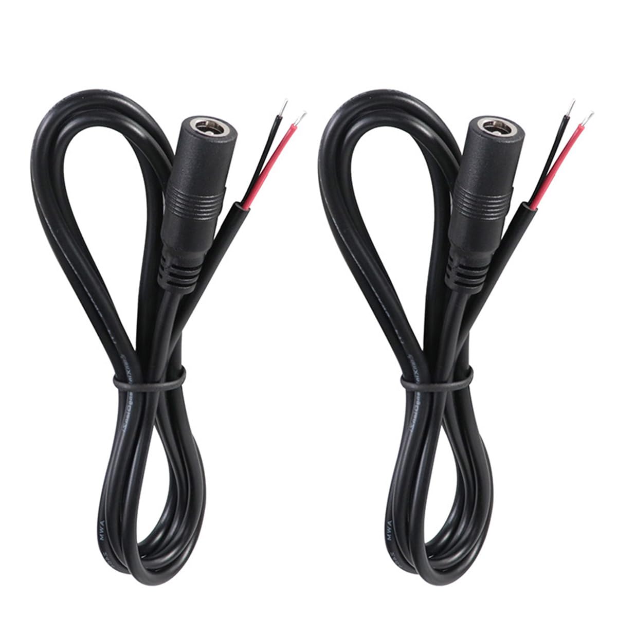 Jienk 2Pcs 3FT 16AWG 5V-24V DC Power Pigtails Cable, 5.5mm x 2.1mm Female Plug Barrel Connector to Bare Wire Open End Repair Cable for CCTV Security