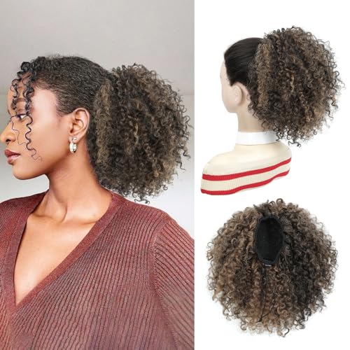 Drawstring Curly Ponytail Extensions for Black Women Protein Silk...