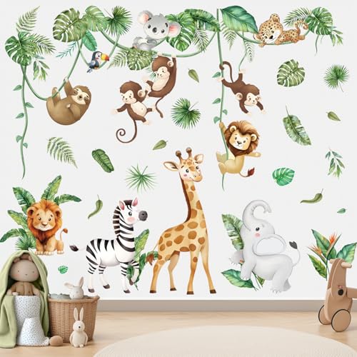 Vinilos Decorativos Animales Selva en Hojas Grandes miniatura 1