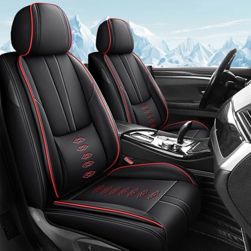 Image of Car Seat Covers for Toyota Camry 2012-2025 2026,Waterproof Leather Seat Covers 2-Seats Standard,Car Interior Accessories with Airbag,Car Seat Protectors for Camry(Black+Red)