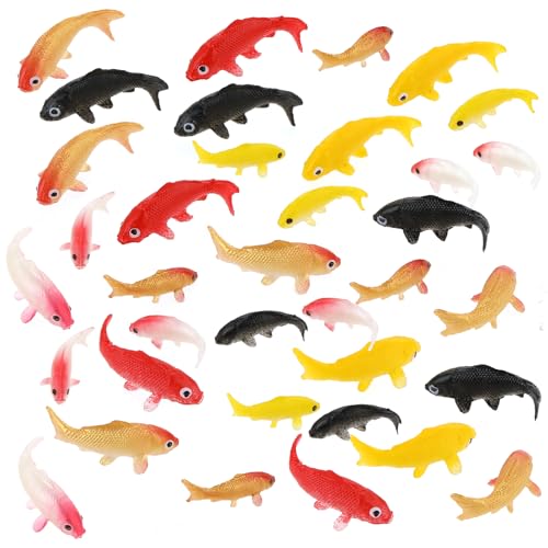 KALIONE Mini Koi Fish 40 Pcs Goldfish Figurines Miniature Tiny Carps Garden Supplies, Plastic Fish...