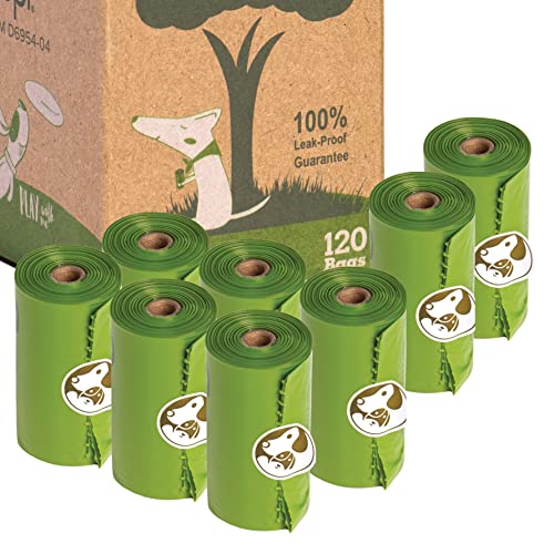 Dog Poop Bags, Extra Thick and Strong Doggy Poop Waste Disposal Bags for Dogs & Cats, Guaranteed Leak-proof, Bulk Value Pack of 120 - In Small Easy to Carry Rolls - 9" x 13" Lightly Scented Doggie Poop Bags By Pet 'N Hug