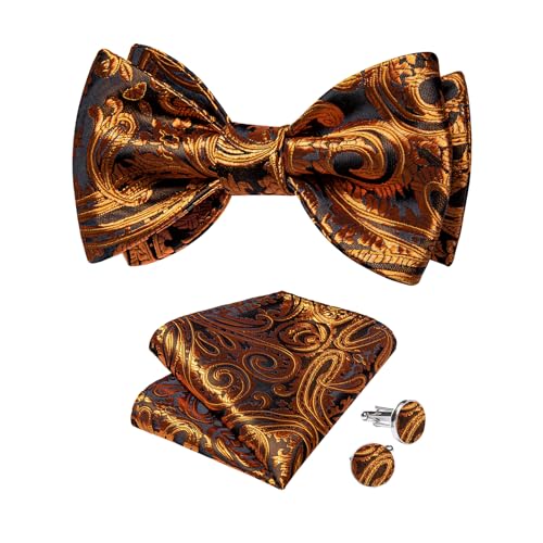 Image of DiBanGu Mens Silk Self Bow Tie Set 4PCS for Tuxedo Wedding