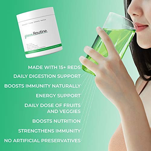 Non-GMO-Green-Superfoods-with-Reds-Smoothie-Mix-Morning-Routine-Daily-Hydration-Electrolyte-Powder-Packets-Pack-of-30-Sticks-Routine