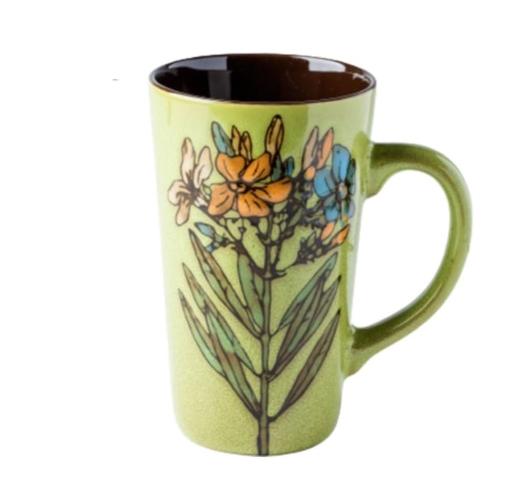 Tazas De Cafe Tazas Desayuno Tazas Taza De Estilo Étnico Taza De Café Pintada A Mano Retro Taza Larga Grande Taza De Cerámica De Gran Capacidad Oficina En Casa Tazas Cafe Taza Desayuno ( Color : E , S