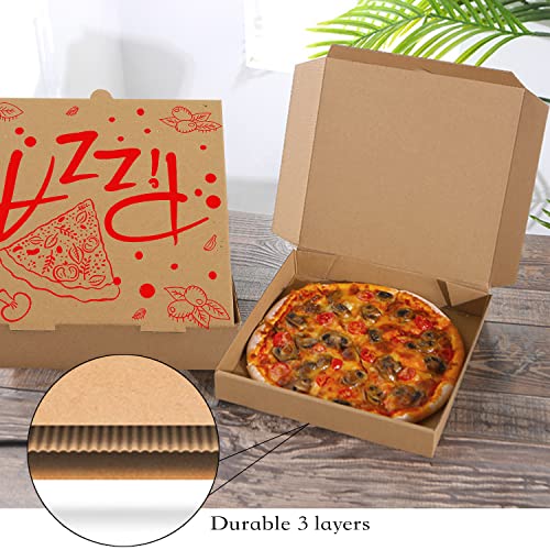 15 Pcs Pizza Boxes, 7.3 X 7.3 X 1.6" Kraft Corrugated Pizza Boxes Cardboard Boxes Take Out Containers Gift Packing Boxes Takeaway Mailing Shipping Storage Boxes For Pizza, Cake, Cookies, Food (Red) #TOP1