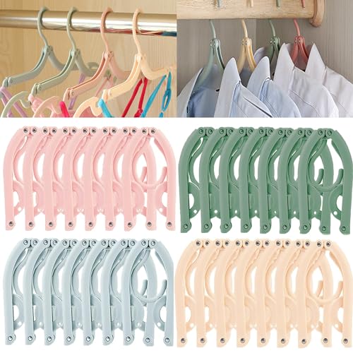 Kiswleon 28PCS Portable Travel Hangers Four Colors Travel Coat Hangers Plastic Travel Hanger Foldable Folding Coat Hanger for Travelling Foldable Hangers Travel Essentials for Holiday Camping