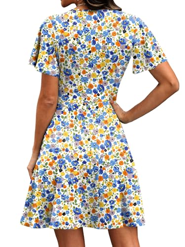 Image of RUMIA Women Casual Dresses Wrap V Neck Dress A-Line Summer Sundress Fashion
