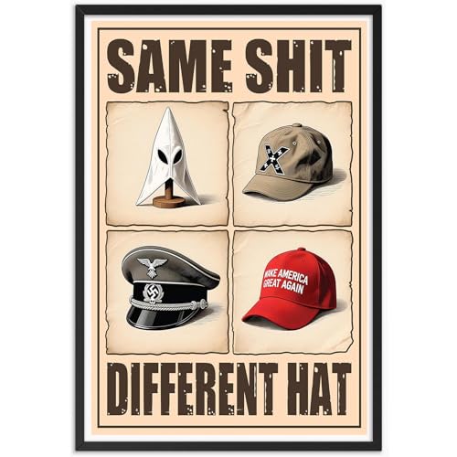 No Kings Protest Signs to Carry Wall Art Same Shit Different Hat Poster Funny Protest Statement Sign Canvas Print Wall Decor for Office Living Room 12X18 in Unframed
