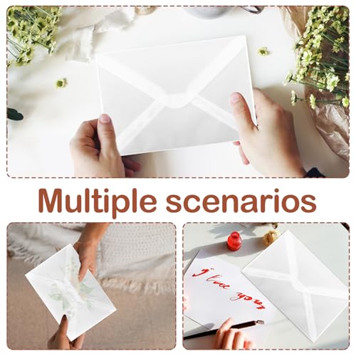 60 Stück Transparente BriefumschläGe Din B6, 12,5 × 18,5 cm Quadratische BriefumschläGe Hochzeit Durchsichtig UmschläGe Din B6 für Einladungen Hochzeit Geburtstag GrußKarten