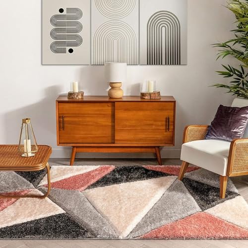 Image of Ultra-Soft Shaggy Carpet (4 X 6 FEET, Peach Grey Black) Fluffy, Cozy & Durable Area Rug for Living Room, Bedroom & More ? Premium Modern Design