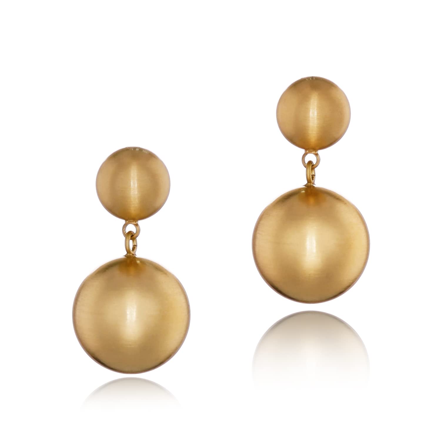 Brushed Double Ball Drop & Dangle Earrings for Women Girls