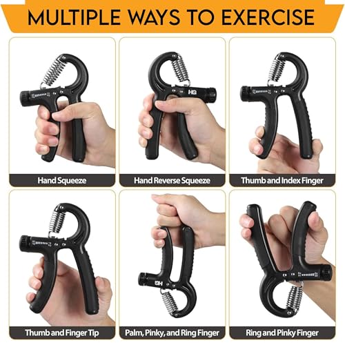 Image of 5 Kg to 60 Kg Adjustable Hand Grip Strengthener, Hand Gripper for Men & Women for Exercise & Gym Workout Hand Exercise Equipment to Use in Home for Forearm Exercise, Finger Exercise Gripper- (Black)
